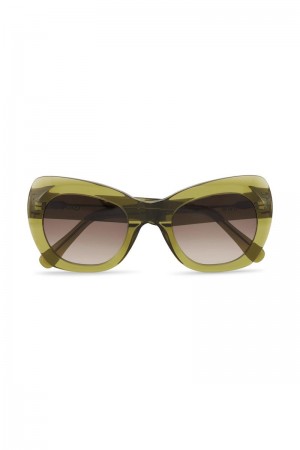 Ganni Biodegradable Acetate Big Butterfly Sonnenbrille Grün | ZIECV1296