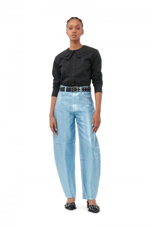 Ganni Foil Stary Jeans Hellblau | GIZAH7651