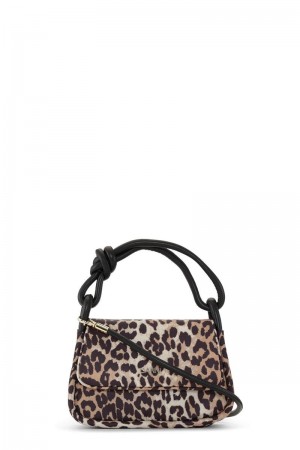 Ganni Leopard Knot Flap Over Shoulder bag Leopard | IOPSE7031