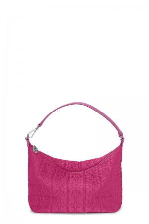 Ganni Medium Butterfly Pouch Satin Shoulder bag Rosa | GNOVH1320