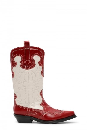 Ganni Mid Shaft Embroidered Westernstiefel Rosa | PNZCX0576