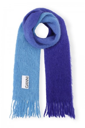 Ganni Mohair Gradient Schals Silber Blau | LRCQP4127