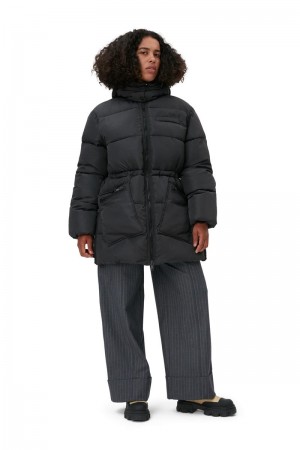 Ganni Oversized Tech Puffer Midi Jacken Schwarz | NCWQT1976