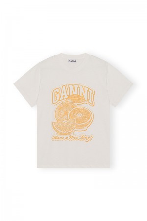 Ganni Relaxed T-shirts Weiß | SIKUJ6391