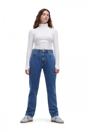 Ganni Rigid Denim Swigy Jeans Blau Grau | PDYZF2394