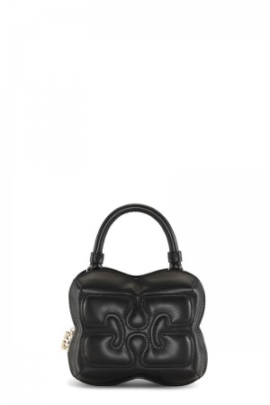 Ganni Small Butterfly Crossbody Tasche Schwarz | XOJKB9643