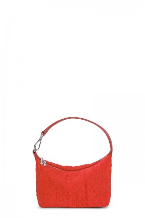 Ganni Small Butterfly Pouch Satin Shoulder bag Rot | WPYJD0843