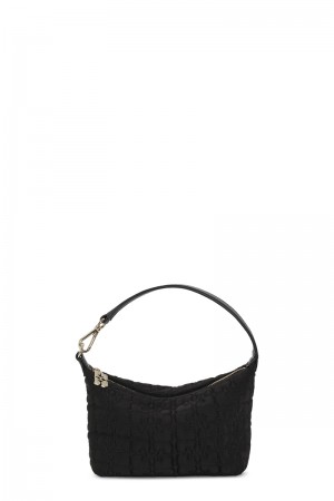 Ganni Small Butterfly Pouch Satin Shoulder bag Schwarz | JAZPI4865