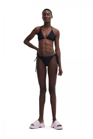 Ganni String Bikini Bottom Bademode Schwarz | RKXDH2540