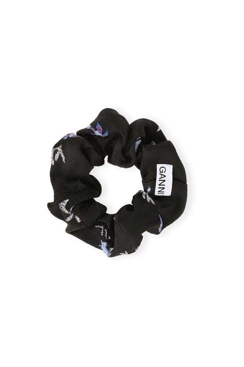 Ganni 3D Jacquard Scrunchie Haarschmuck Schwarz | XUYOH0273