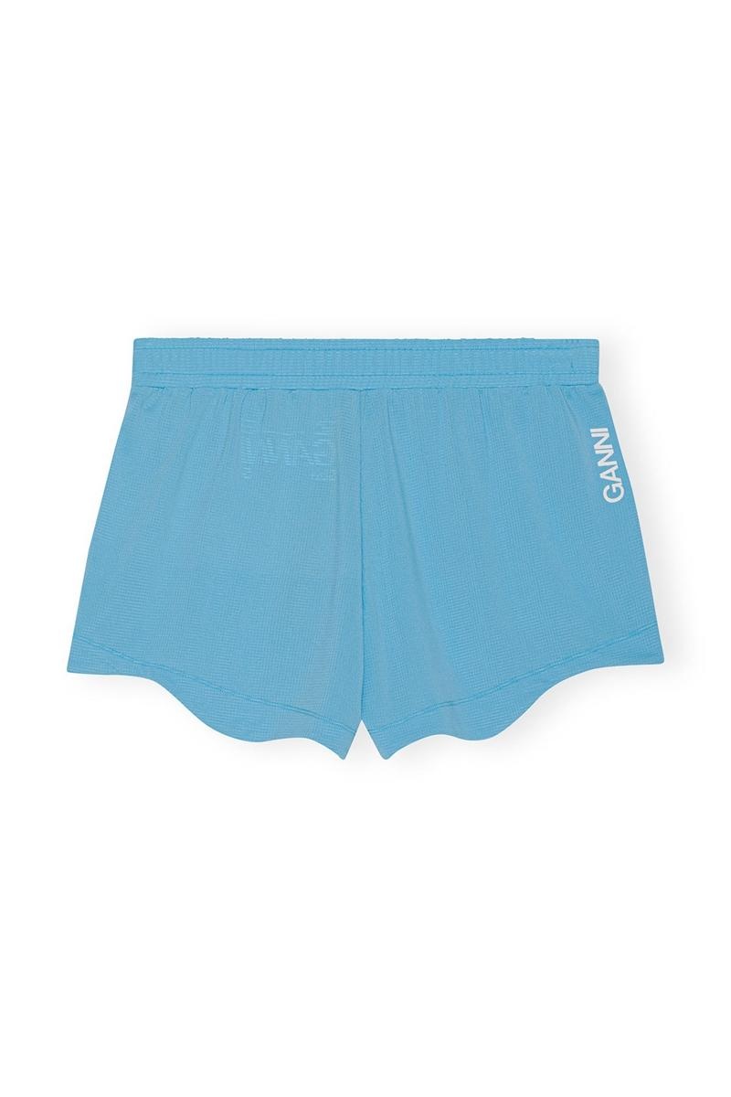 Ganni Active Mesh Kurze Hose Blau | ZKQBA8720