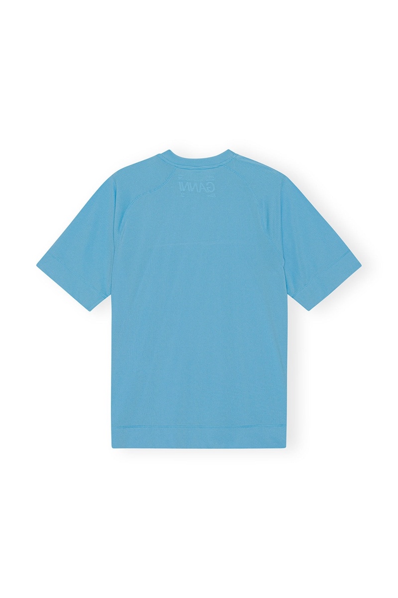 Ganni Active Mesh T-shirts Blau | NIFGQ4016