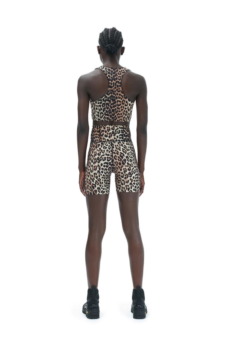 Ganni Active Racerback Reißverschluss Oberteile Leopard | MBEZN5263