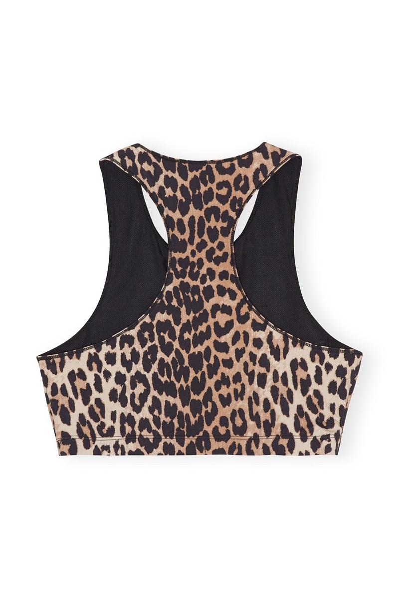 Ganni Active Racerback Reißverschluss Oberteile Leopard | MBEZN5263