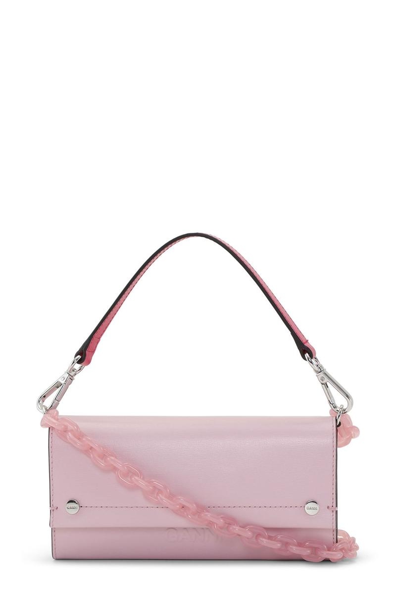 Ganni Banner Envelope Chain Geldbörse Rosa | BDXRG9406