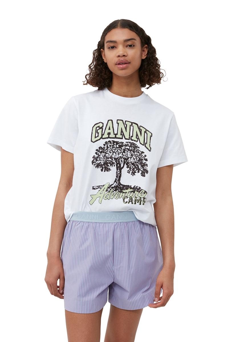 Ganni Basic Jersey Camp Tree T-shirts Weiß | QVCWL9052