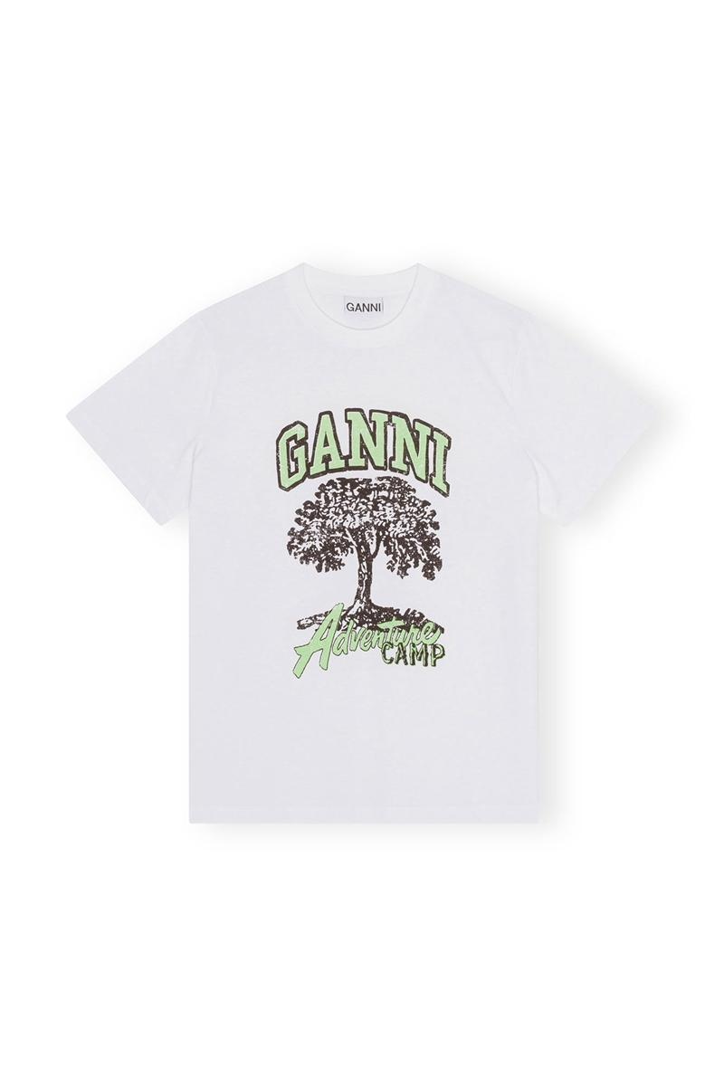 Ganni Basic Jersey Camp Tree T-shirts Weiß | QVCWL9052