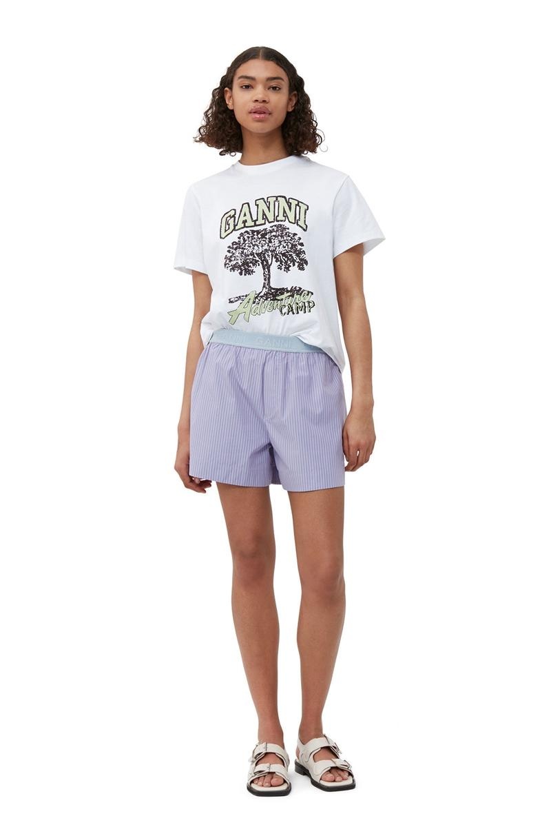 Ganni Basic Jersey Camp Tree T-shirts Weiß | QVCWL9052