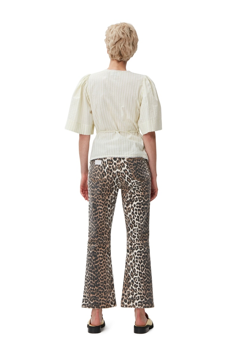 Ganni Betzy Cropped Jeans Leopard | OTWKJ2635