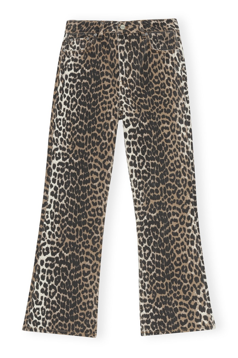 Ganni Betzy Cropped Jeans Leopard | OTWKJ2635