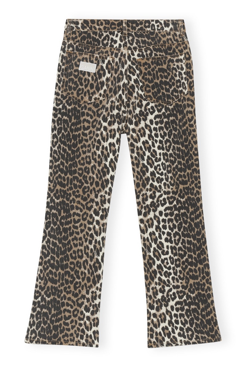 Ganni Betzy Cropped Jeans Leopard | OTWKJ2635