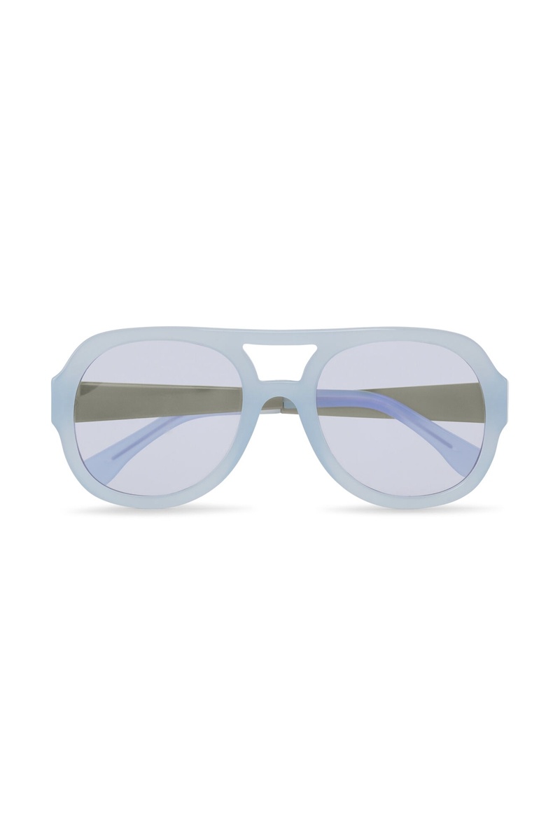 Ganni Biodegradable Acetate Chunky Retro Aviator Sonnenbrille Hellblau | FXKLO7642