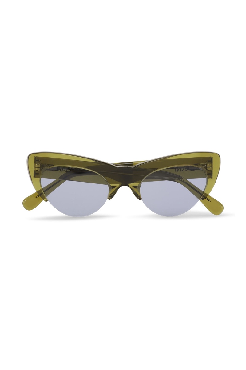 Ganni Biodegradable Acetate Cut Cat Sonnenbrille Grün | OTHWB6798