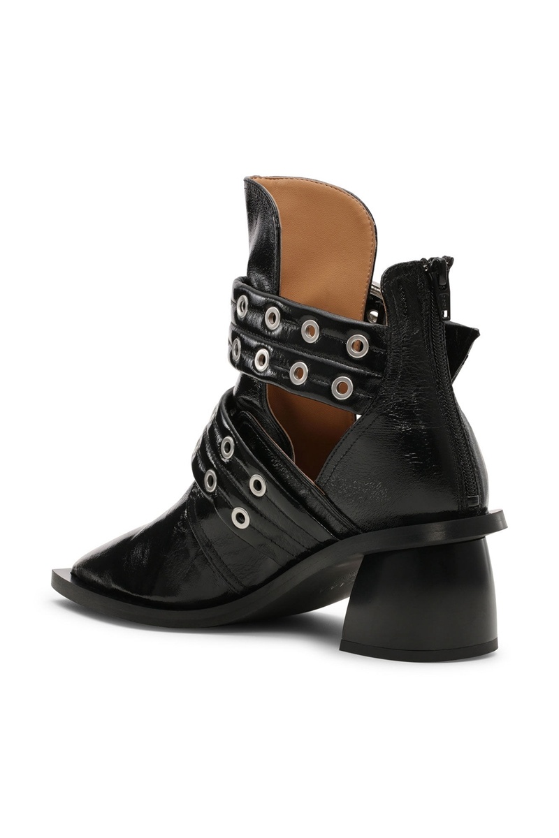 Ganni Chunky Schnallen Open Cut Stiefel Schwarz | NSZEC2450