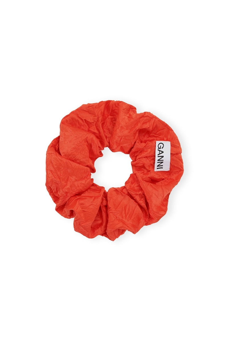 Ganni Crinkle Satin Scrunchie Haarschmuck Rot | AIRTX6378