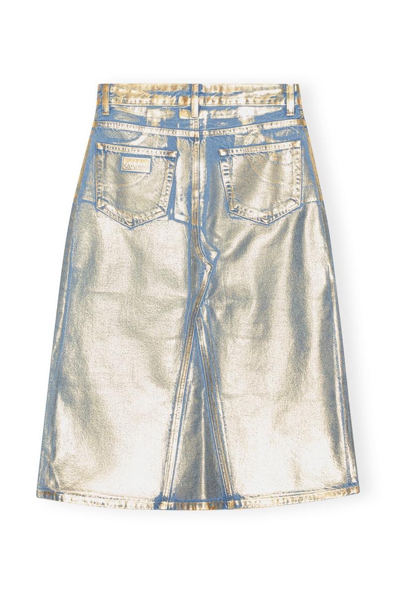 Ganni Denim Midi GolfSkirts Gold | NUXER8260