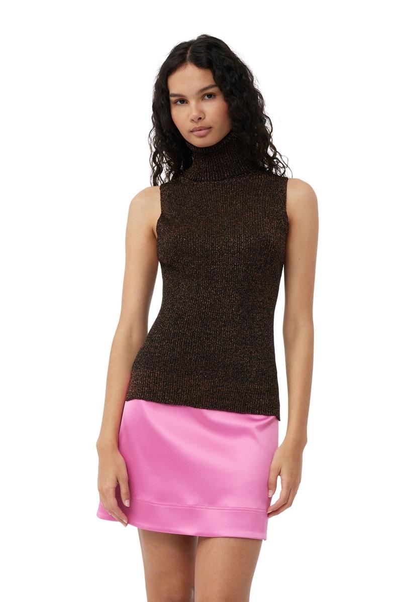 Ganni Double Satin Mini GolfSkirts Lila | IVCBS1209