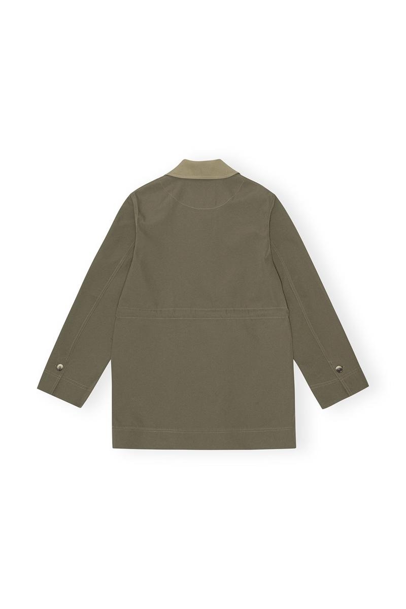 Ganni Heavy Twill Jacken Olivgrün | IZXSD5946