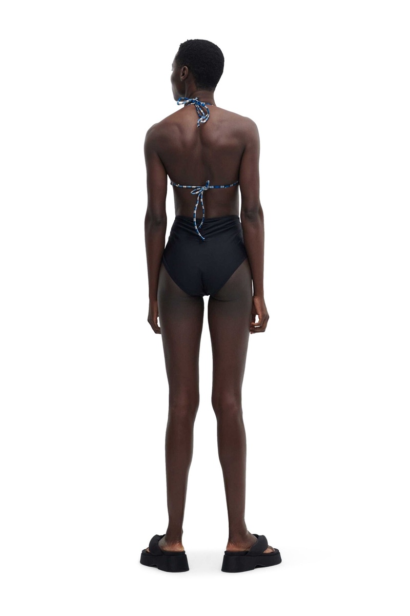 Ganni High-Rise Bikini Bottom Bademode Schwarz | UMQXZ0321