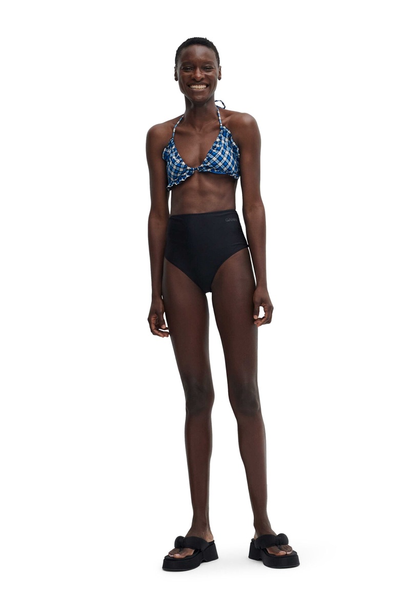 Ganni High-Rise Bikini Bottom Bademode Schwarz | UMQXZ0321