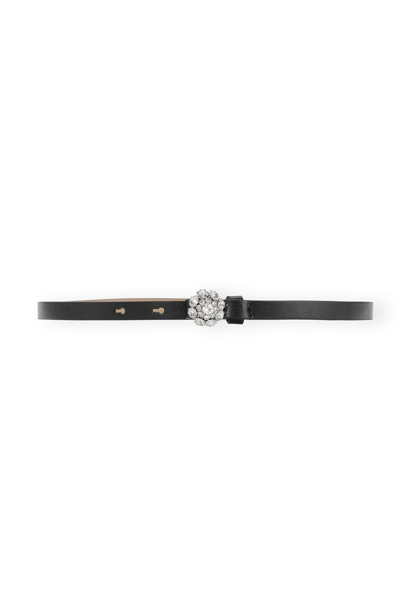 Ganni Jewel Thin Taille Gürtel Schwarz | OBJXF5423