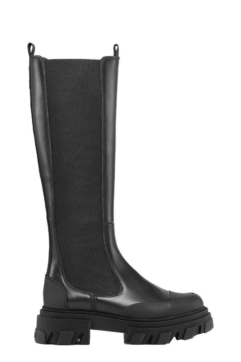 Ganni Knee-High Chelsea Stiefel Schwarz | LVPCU0291