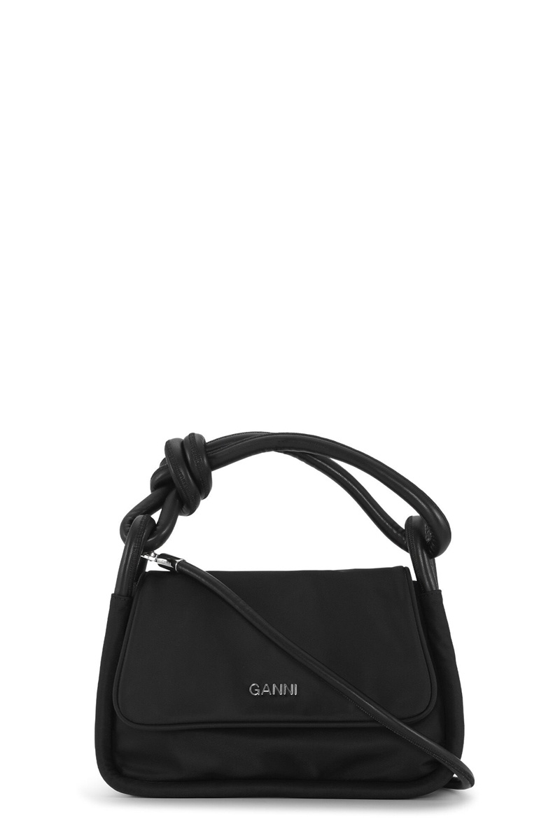 Ganni Knot Flap Over Shoulder bag Schwarz | VKNDB3472