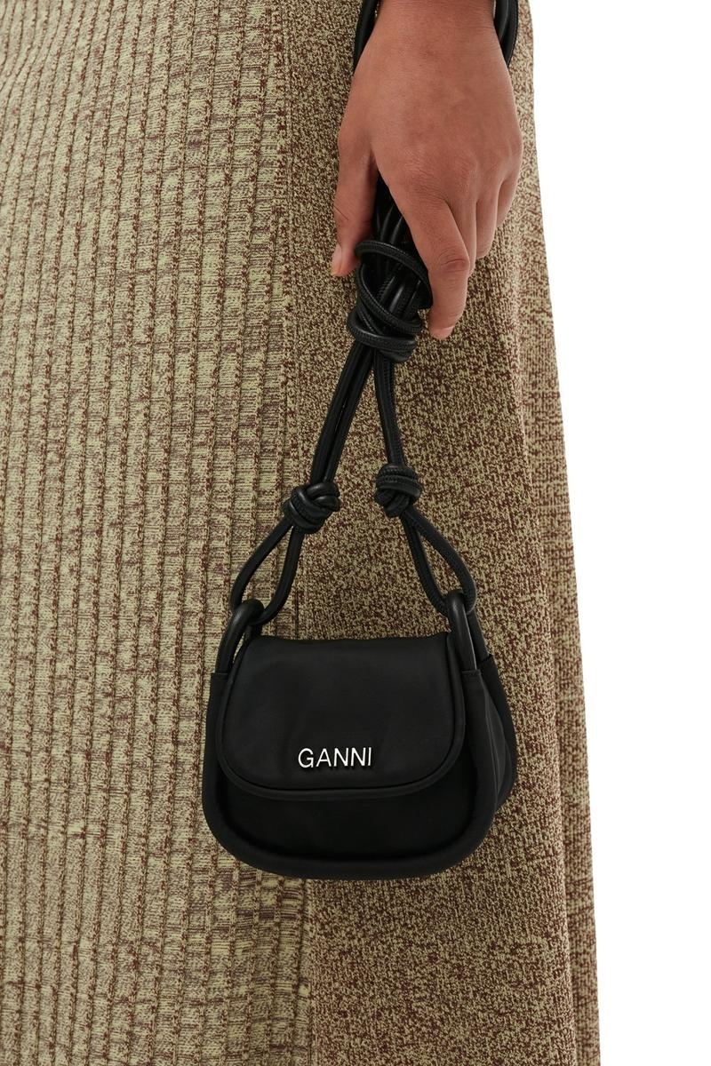 Ganni Knot Mini Flap Over Shoulder bag Schwarz | LAVJN6710