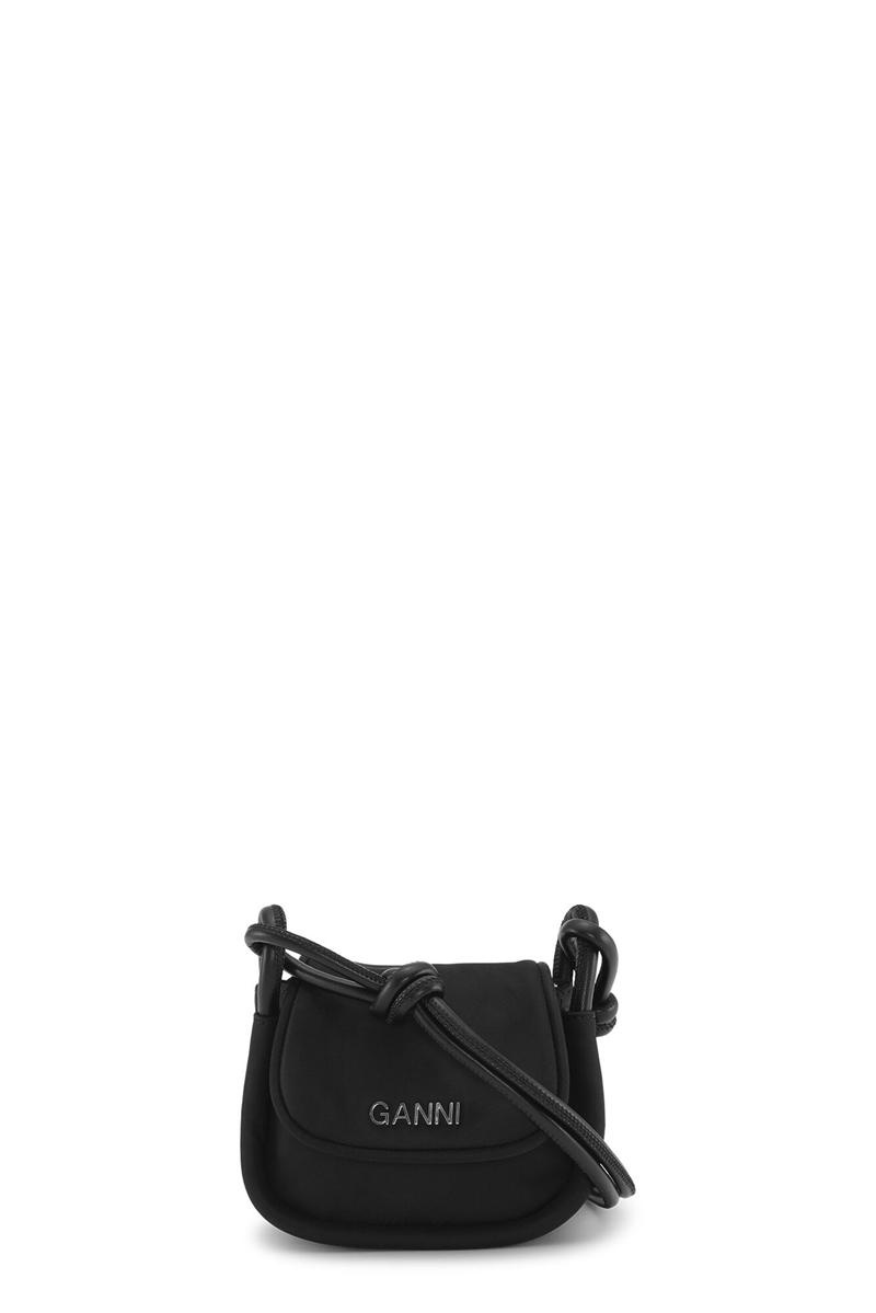 Ganni Knot Mini Flap Over Shoulder bag Schwarz | LAVJN6710