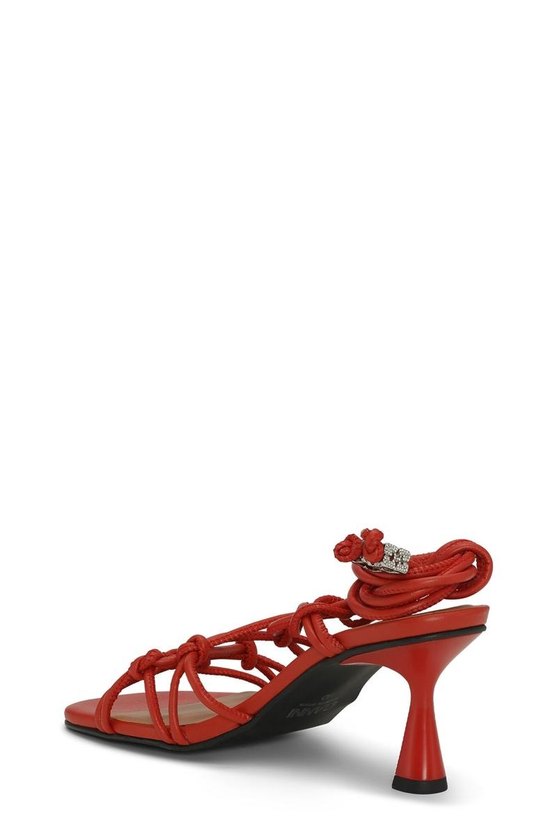 Ganni Knots High Sandalen Rot | ULNIT9478