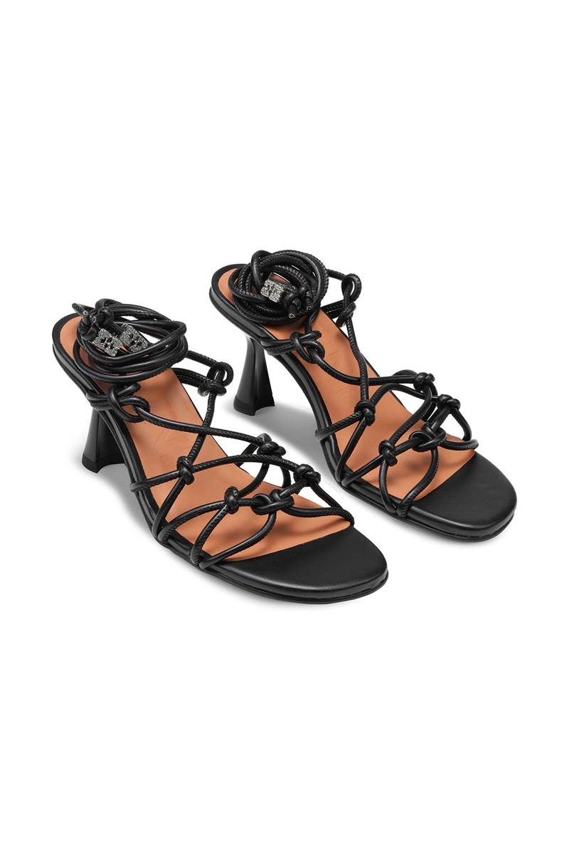 Ganni Knots High Sandalen Schwarz | EOVYL8542