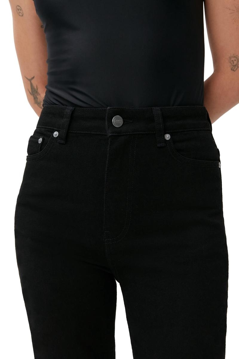 Ganni Kompfort Stretch Cutye Cropped Jeans Schwarz | TWSZQ1065