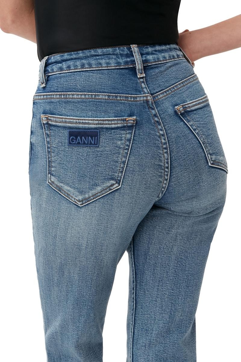 Ganni Kompfort Stretch Cutye Cropped Jeans Blau | KVDCX4816