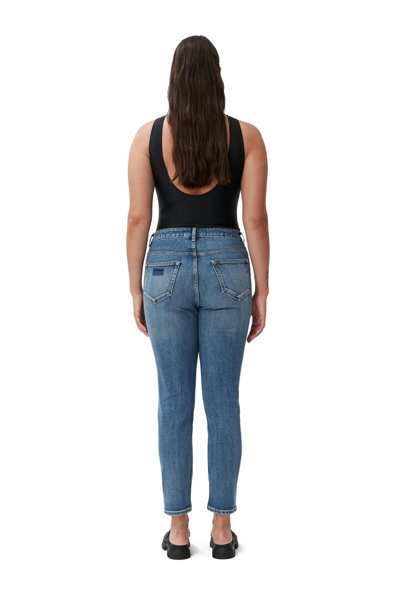 Ganni Kompfort Stretch Cutye Cropped Jeans Blau | KVDCX4816