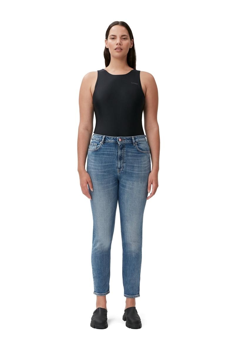 Ganni Kompfort Stretch Cutye Cropped Jeans Blau | KVDCX4816