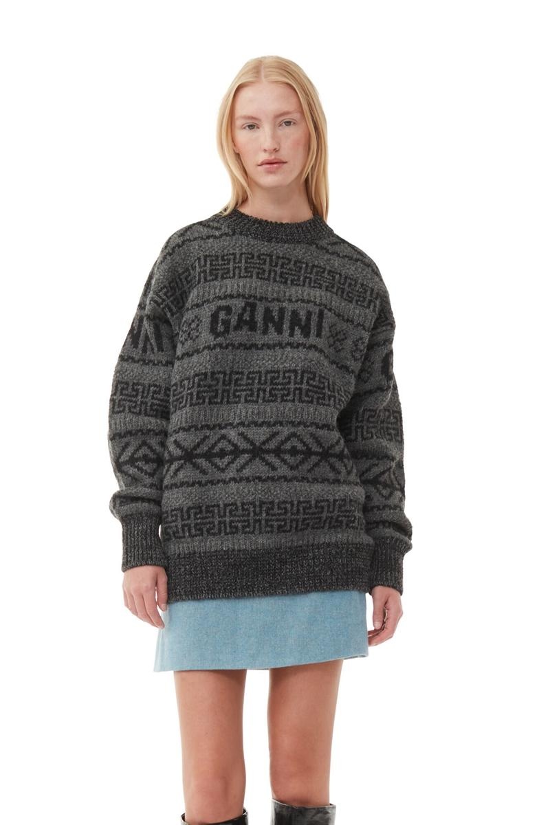 Ganni Lambswool Pullover Oberteile Grau | PZIND8416