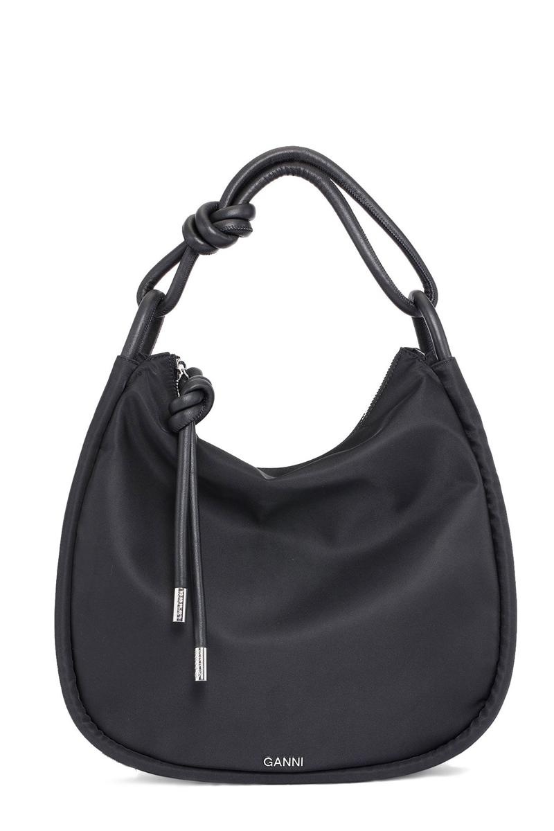 Ganni Large Knot Crossbody Tasche Schwarz | BRKPW6839