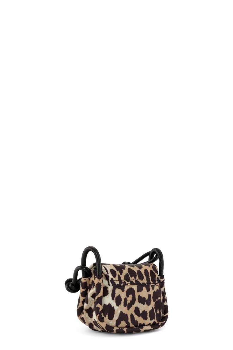 Ganni Leopard Knot Mini Flap Over Shoulder bag Leopard | RMPKJ2013