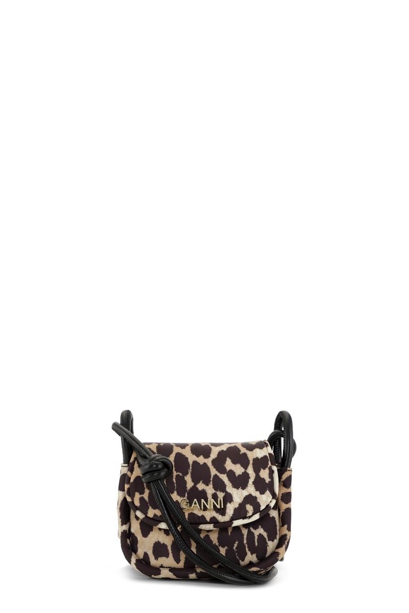 Ganni Leopard Knot Mini Flap Over Shoulder bag Leopard | RMPKJ2013