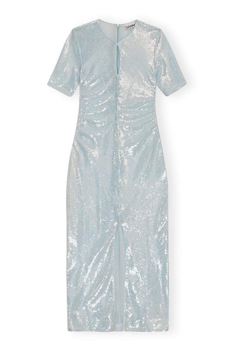 Ganni Light Sequins Maxikleid Silber | TJMSP4057